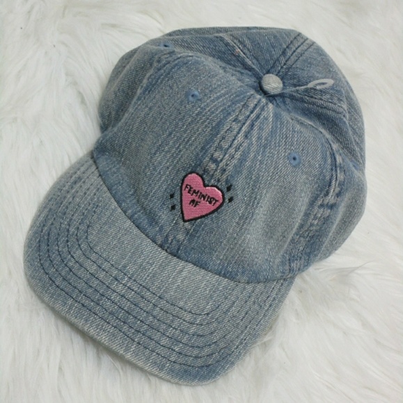 Empyre Accessories - Feminist AF Distressed Denim Jean Strapback Hat
